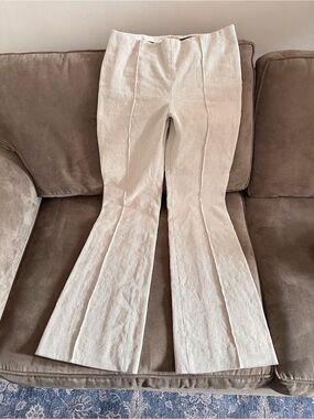 The Row Cream Flared Linen-Blend Pants